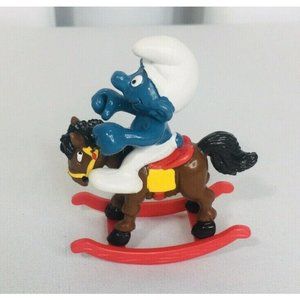 Vintage Smurf Riding Rocking Horse Schleich Peyo